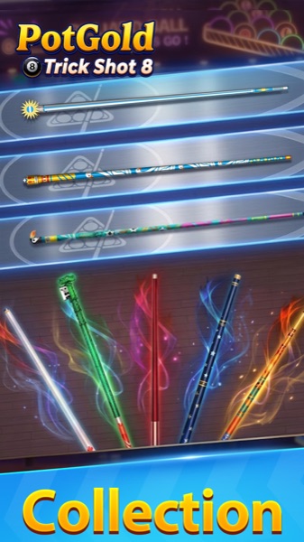 PotGold Trick Shot 8 screenshot: aiming at the cue ball on the table
